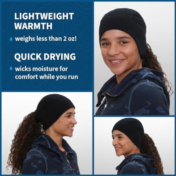 Merino Wool Ponytail Beanie for Running Hiking Winter Warmth main image 7